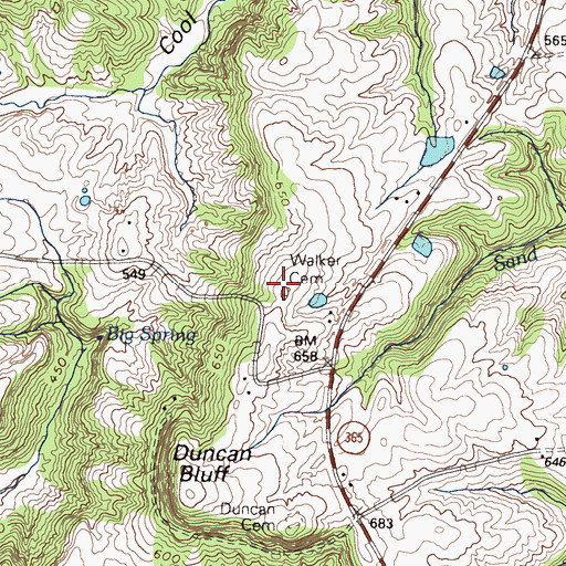 Topographic Map of Walker Cemetery, KY