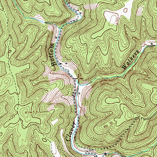 Topographic Map of Walkers Branch, KY
