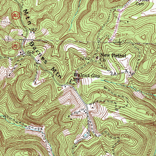 Topographic Map of Walnut Gap School, KY