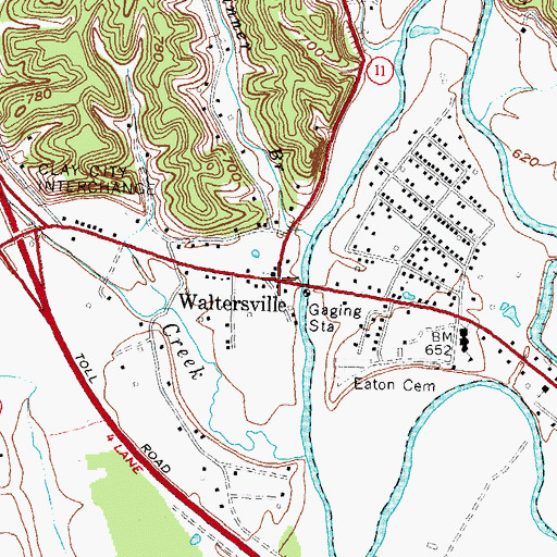 Topographic Map of Waltersville, KY