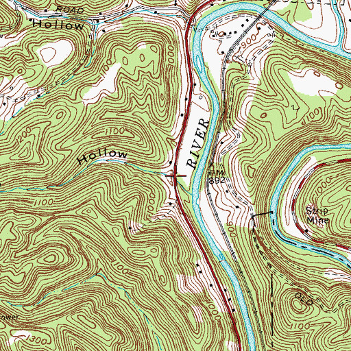 Topographic Map of Walton Hollow, KY
