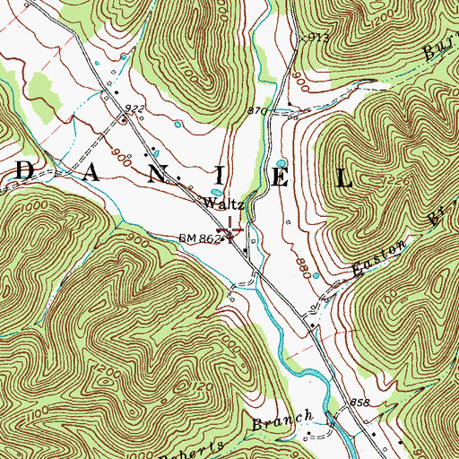 Topographic Map of Waltz, KY