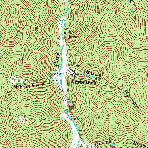 Topographic Map of Warbranch, KY