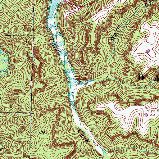 Topographic Map of Warm Fork, KY
