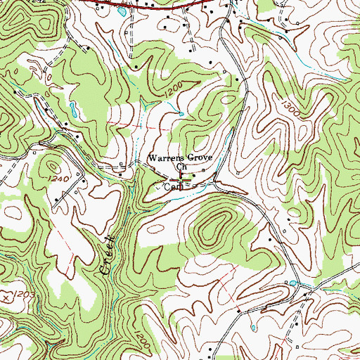 Topographic Map of Warrens Grove Church, KY