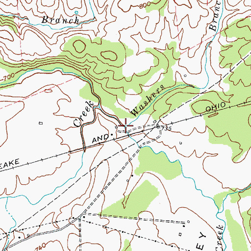 Topographic Map of Washers Branch, KY