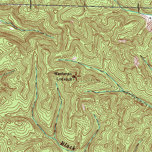 Topographic Map of Washman Lookout, KY