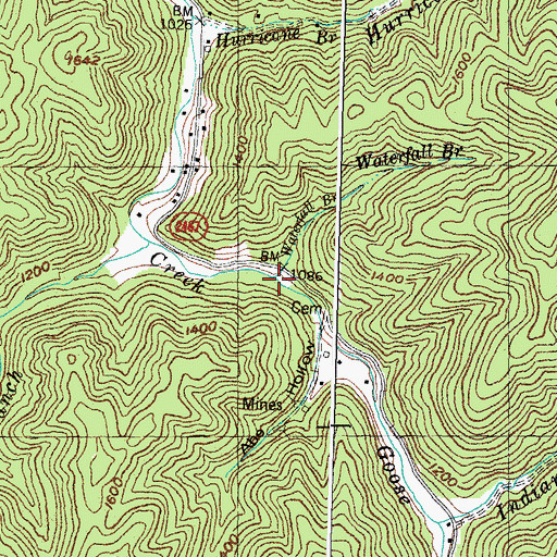 Topographic Map of Waterfall Branch, KY