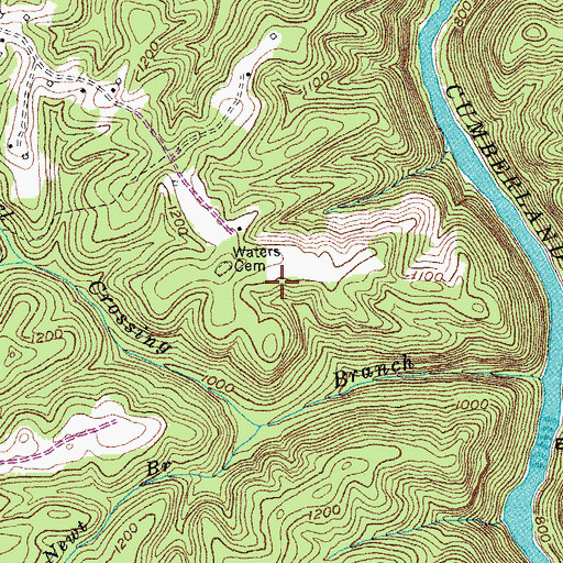 Topographic Map of Waters Cemetery, KY
