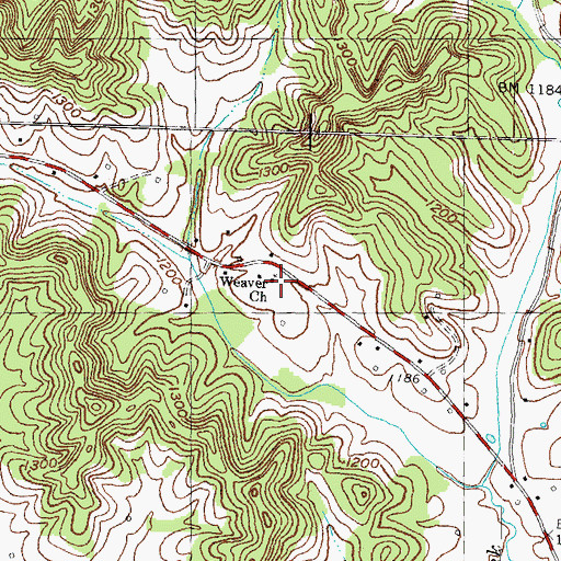 Topographic Map of Weave School, KY