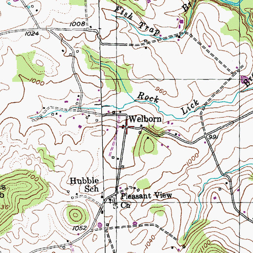 Topographic Map of Welborn, KY