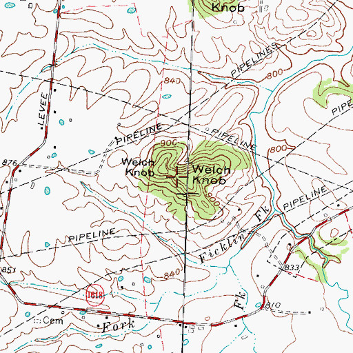 Topographic Map of Welch Knob, KY