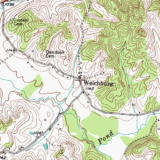 Topographic Map of Welchburg, KY