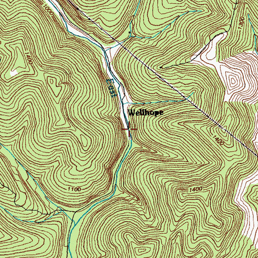 Topographic Map of Wellhope, KY