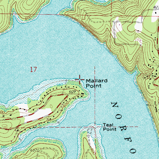 Topographic Map of Mallard Point, AR