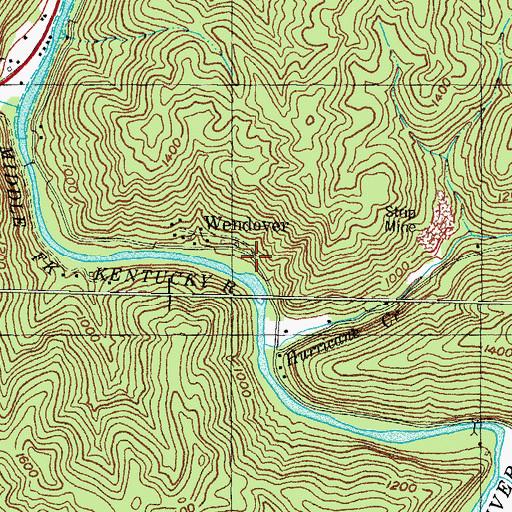 Topographic Map of Wendover, KY