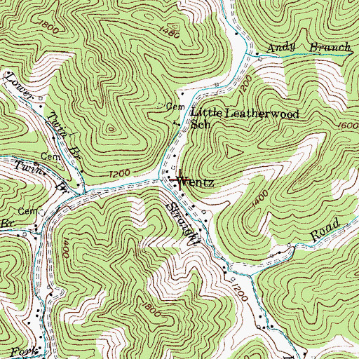 Topographic Map of Wentz, KY