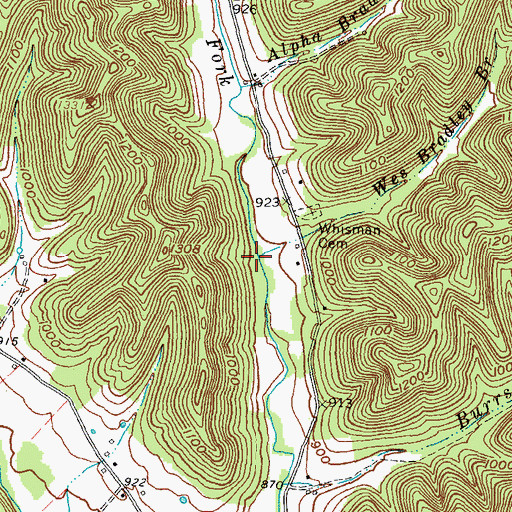 Topographic Map of Wes Bradley Branch, KY