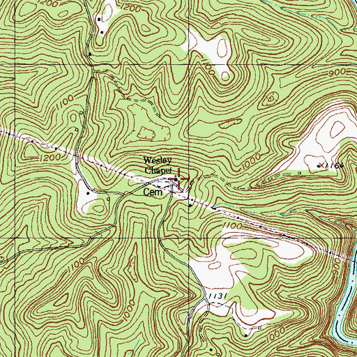 Topographic Map of Wesley Chapel, KY