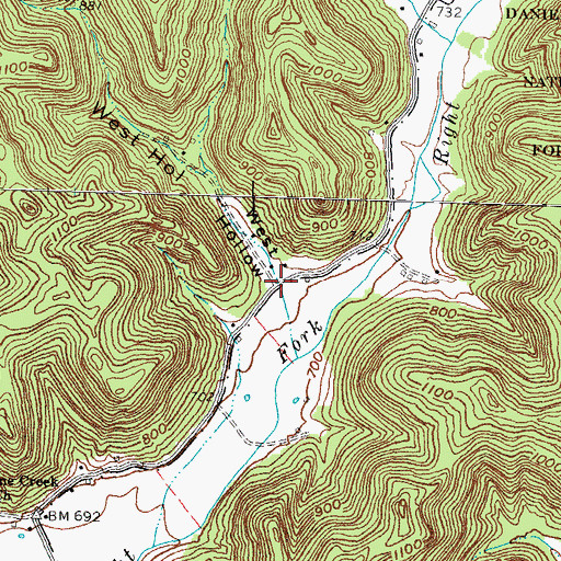 Topographic Map of West Hollow, KY