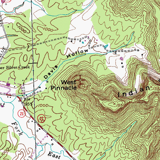 Topographic Map of West Pinnacle, KY