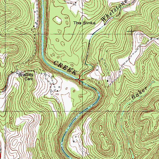 Topographic Map of Whetstone Creek, KY