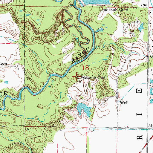 Topographic Map of Malone Cemetery, AR