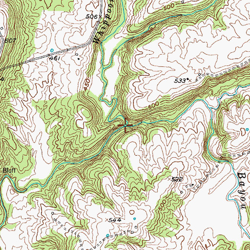 Topographic Map of Whippoorwill Creek, KY