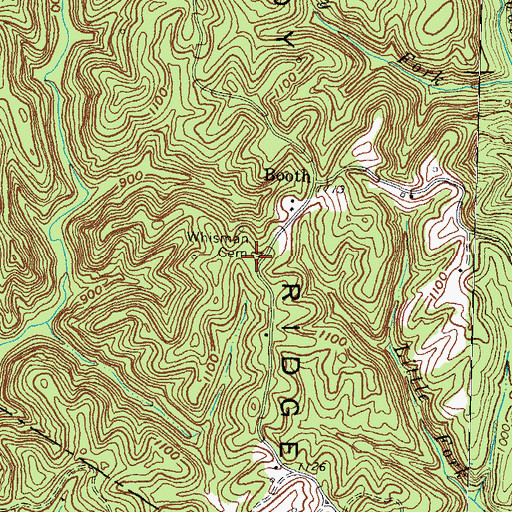 Topographic Map of Whisman Cemetery, KY