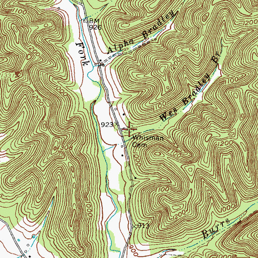 Topographic Map of Whisman Cemetery, KY
