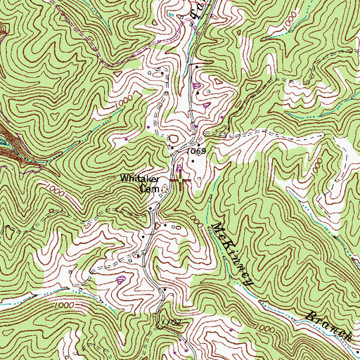 Topographic Map of Whitaker Cemetery, KY