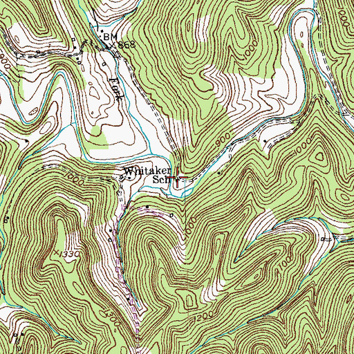 Topographic Map of Whitaker School, KY