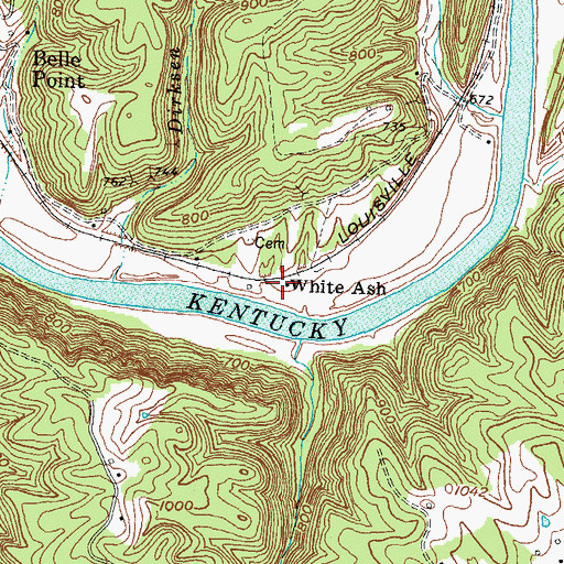 Topographic Map of White Ash, KY