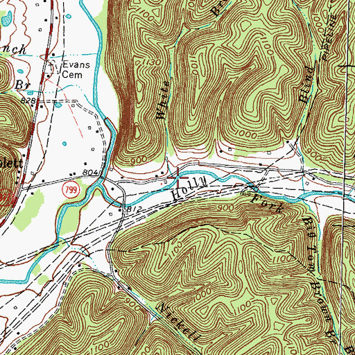 Topographic Map of White Branch, KY