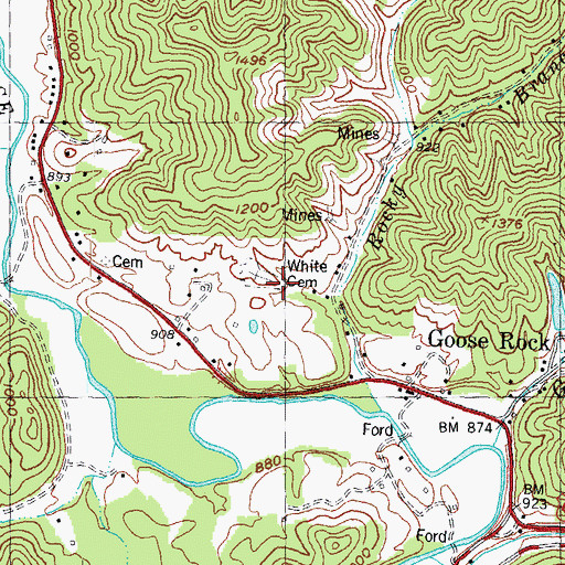 Topographic Map of White Cemetery, KY