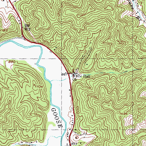 Topographic Map of White Hall School, KY