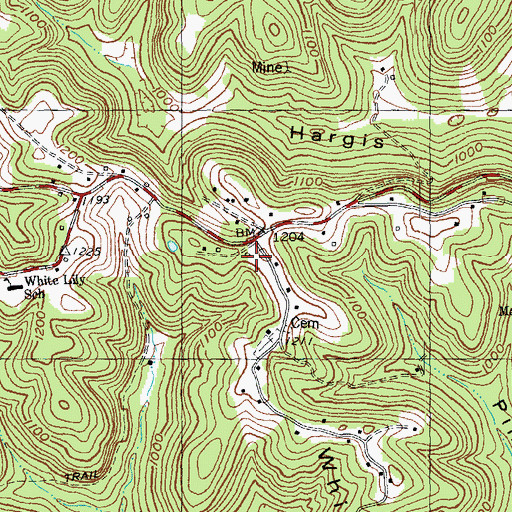 Topographic Map of White Lily School, KY