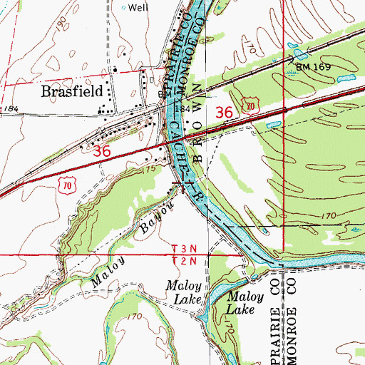 Topographic Map of Maloy Bayou, AR