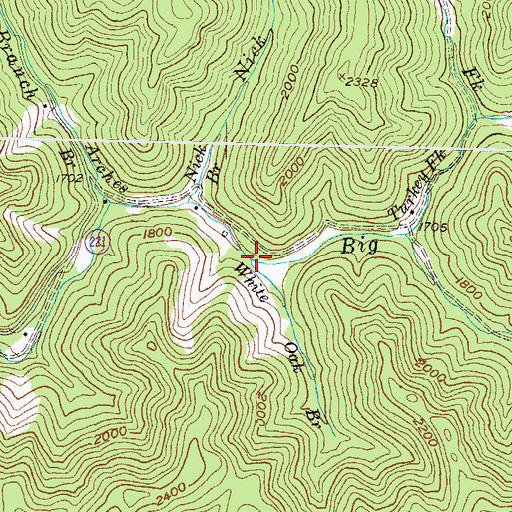 Topographic Map of White Oak Branch, KY