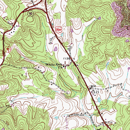 Topographic Map of White Oak Church, KY