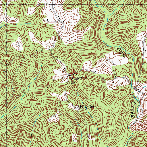 Topographic Map of White Oak Baptist Church, KY
