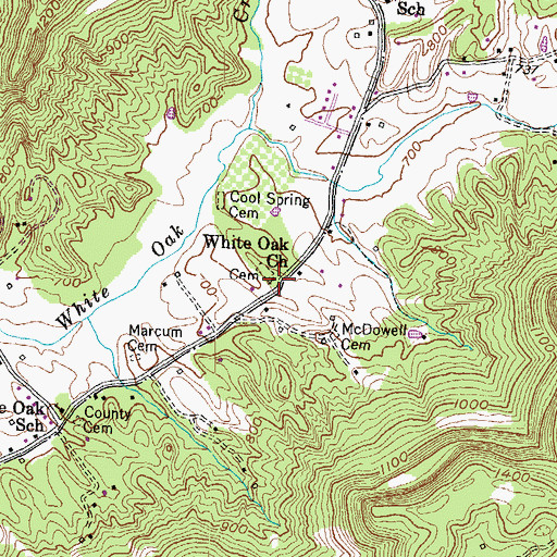 Topographic Map of White Oak Church, KY