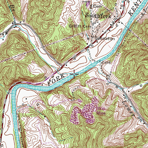 Topographic Map of White Oak Creek, KY