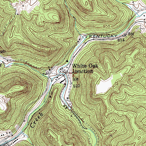 Topographic Map of White Oak Creek, KY