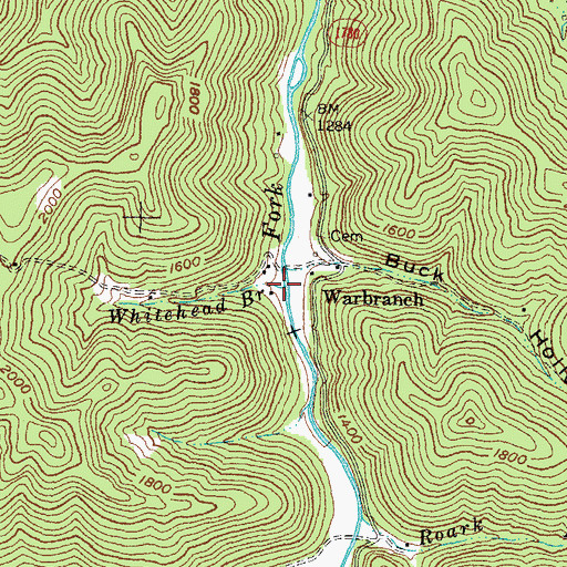 Topographic Map of Whitehead Branch, KY
