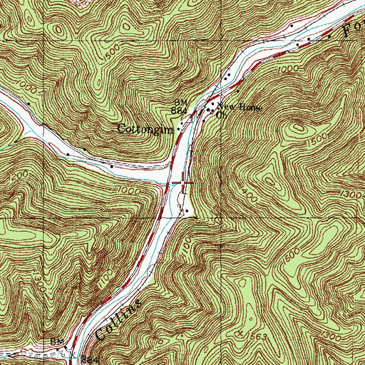 Topographic Map of Whites Branch, KY