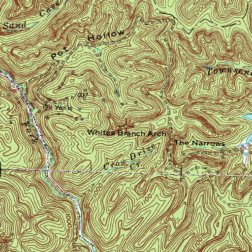 Topographic Map of Whites Branch Arch, KY