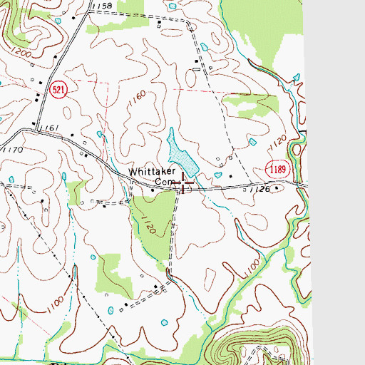 Topographic Map of Whittaker Cemetery, KY