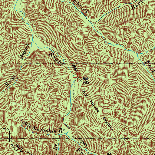 Topographic Map of Whoopflarea, KY