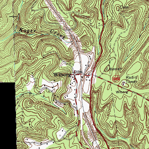 Topographic Map of Wiborg, KY